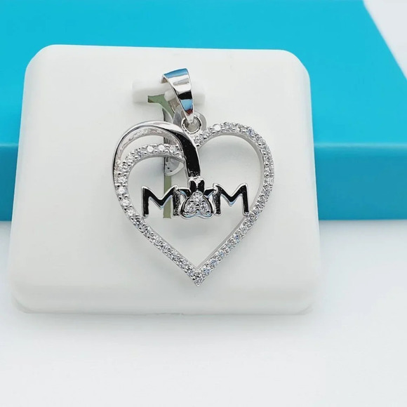 925 Sterling Silver CZ Beautiful Mom Pendant for Women, 1USPAR4083 - Picture 7 of 11